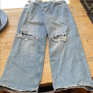 Arizona Jean Company Light Blue Distressed Straight-Leg Jeans